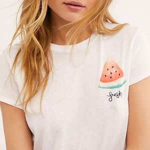 Free People Watermelon Graphic Tee Small White We The Free Fruit Shirt